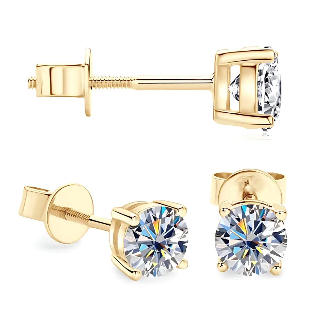 10 Karat Vollgold Stecker-Ohrringe mit 3mm-8mm Moissanitdiamant - Pearlsey