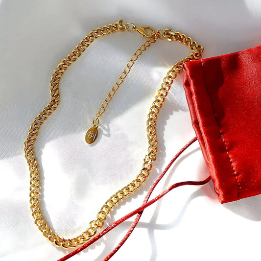 Flat Cuban Chain Choker- 24 Karat/42,5cm - Pearlsey