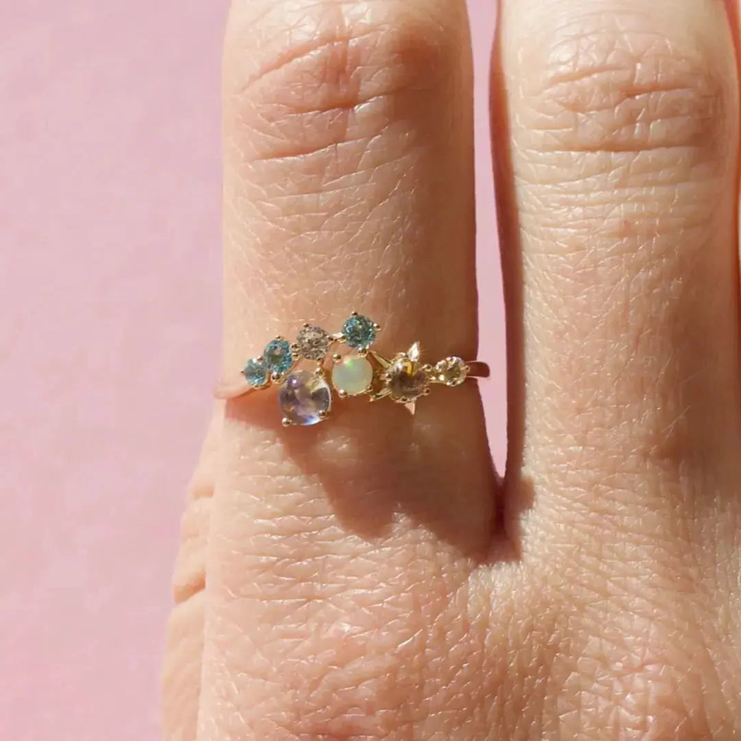 585 Gold "Aherz" - Cluster Opal Ring - Pearlsey