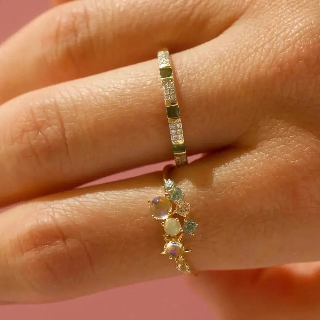 585 Gold "Aherz" - Cluster Opal Ring - Pearlsey