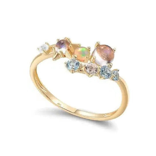 585 Gold "Aherz" - Cluster Opal Ring - Pearlsey