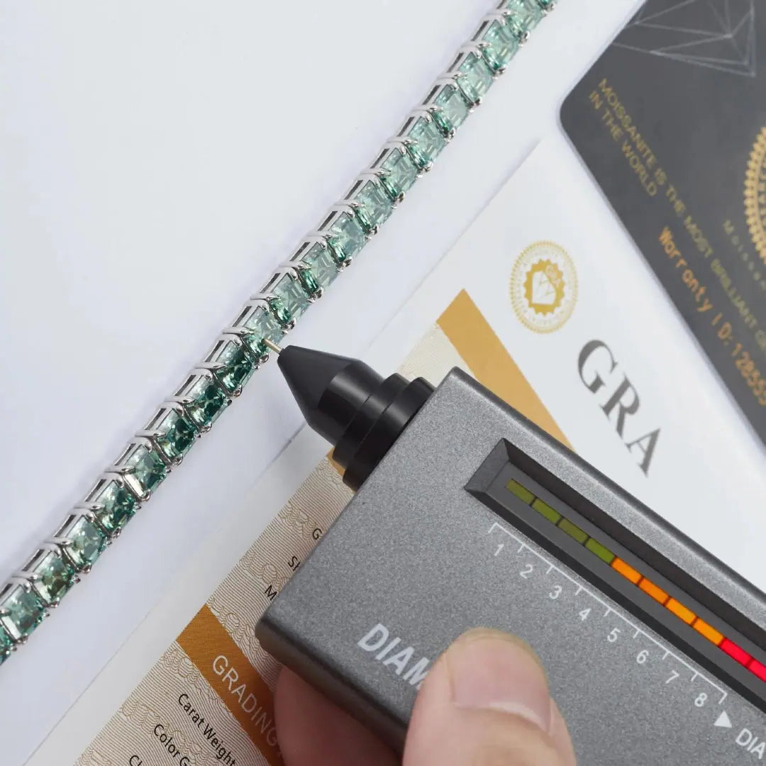 925er Silber Icy Tennis Chain mit farbigem Moissanitbesatz - Pearlsey