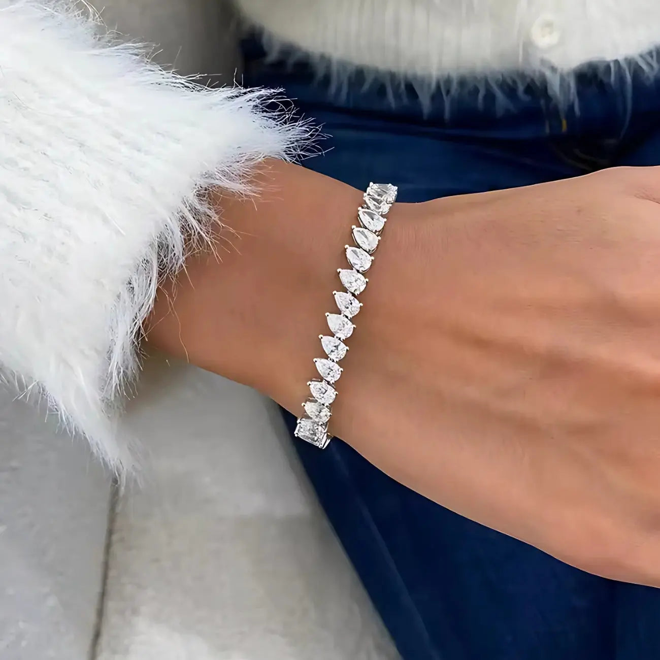 925er-Silber Moissanit Teardrop Armband "Candice" - Pearlsey