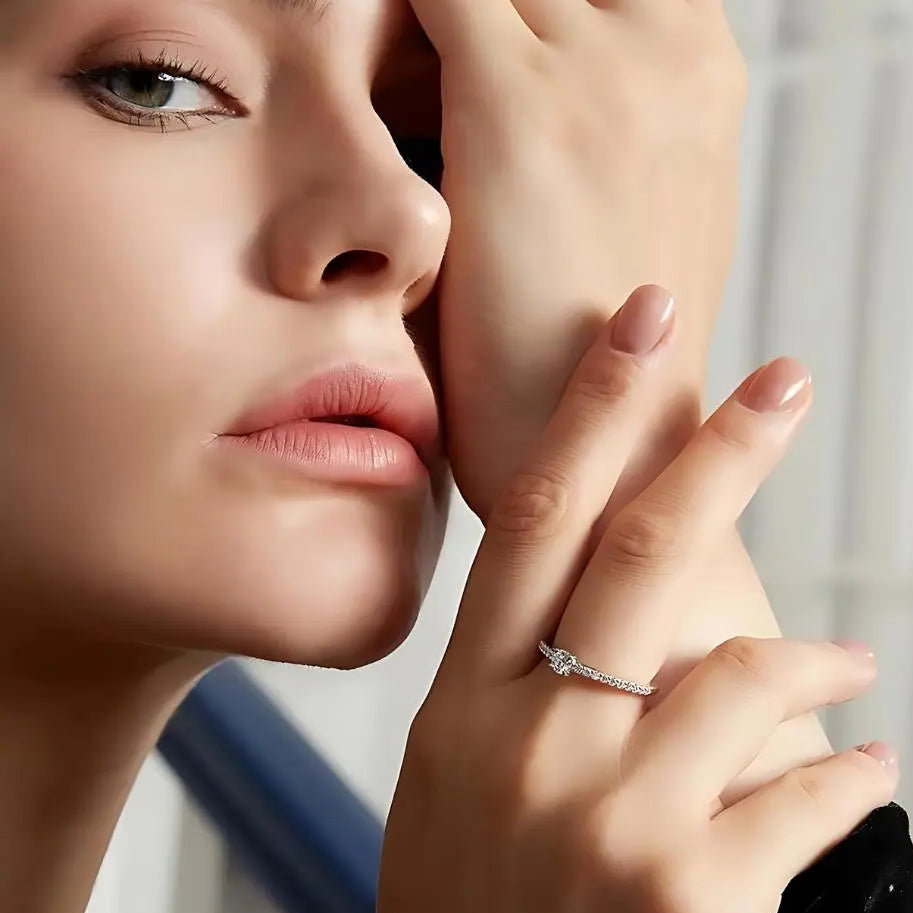 925er Silber Ring "Ivy" mit Moissanite Besatz - Pearlsey