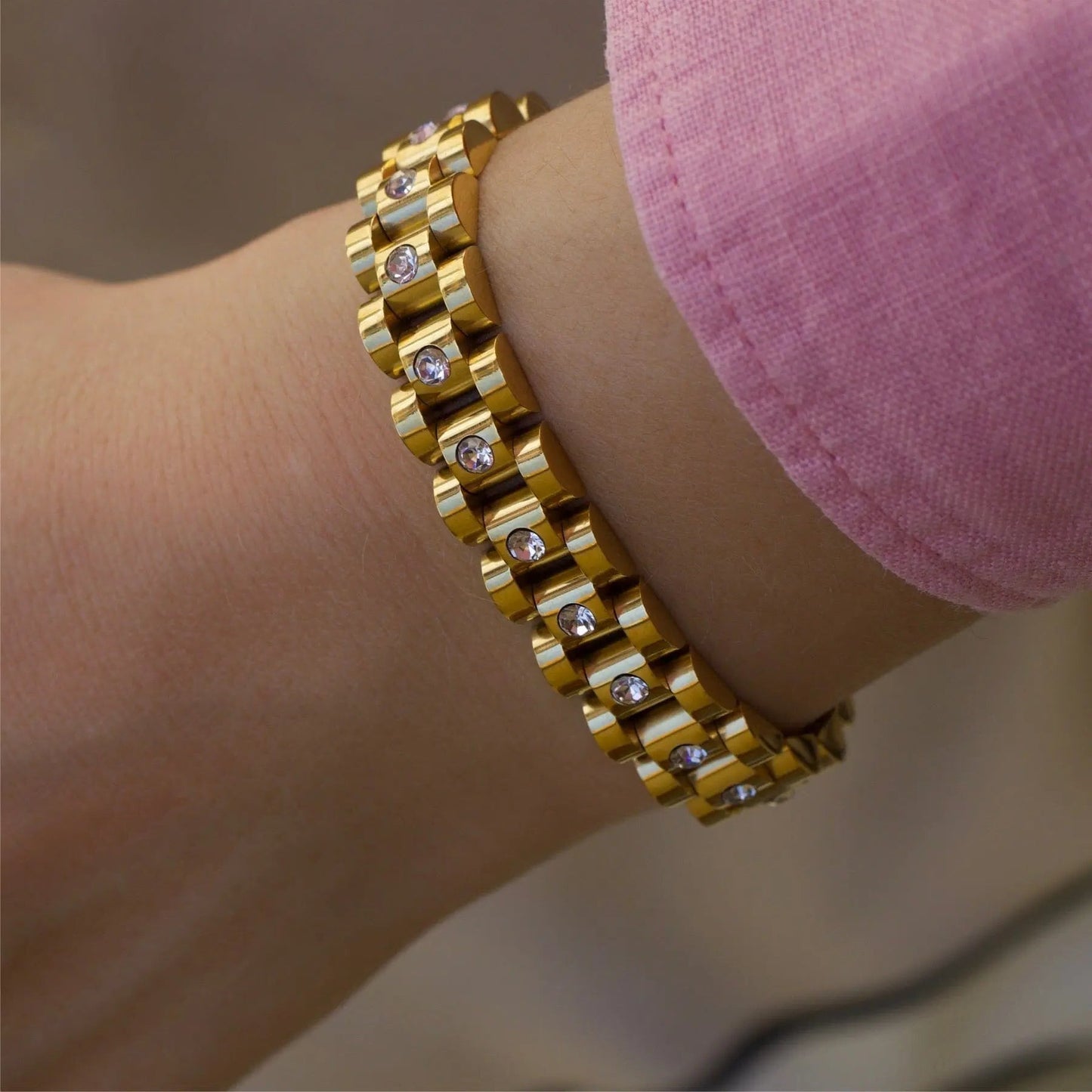 Ahern - Statement Chain Armband mit Zirkoniasteinbesatz - Pearlsey