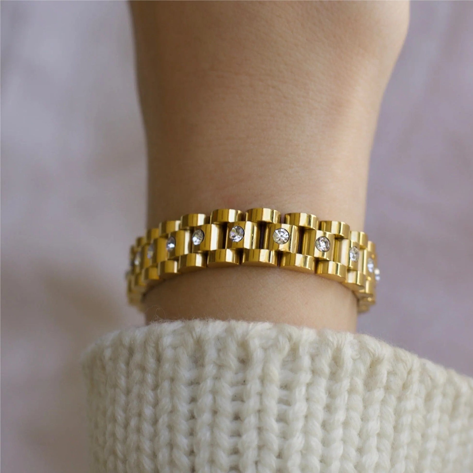 Ahern - Statement Chain Armband mit Zirkoniasteinbesatz - Pearlsey