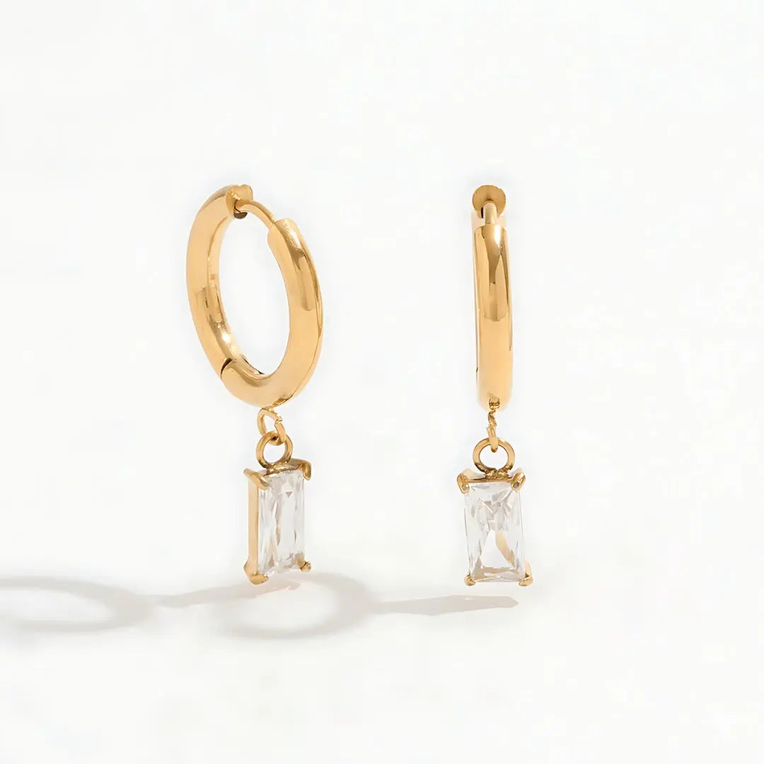 Basil - Chunky Crystal Charm Hoops - Pearlsey