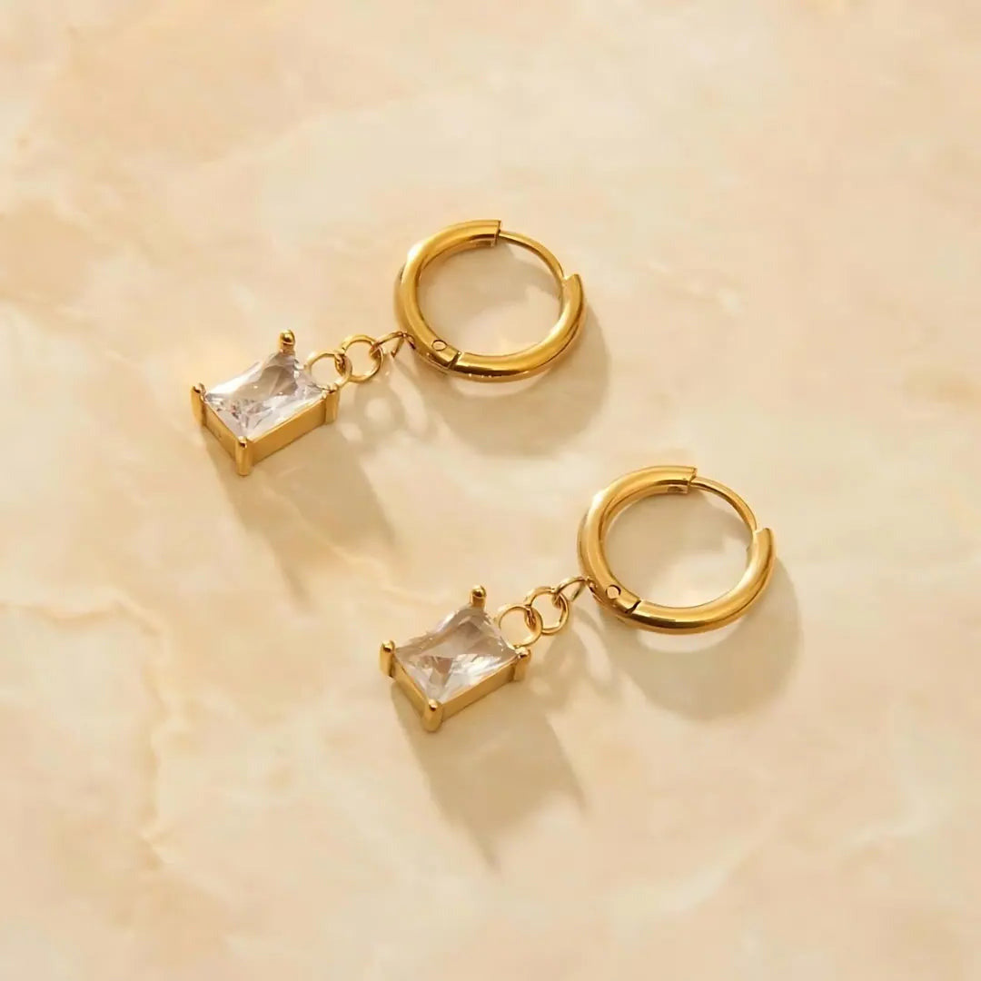 Basil - Chunky Crystal Charm Hoops - Pearlsey