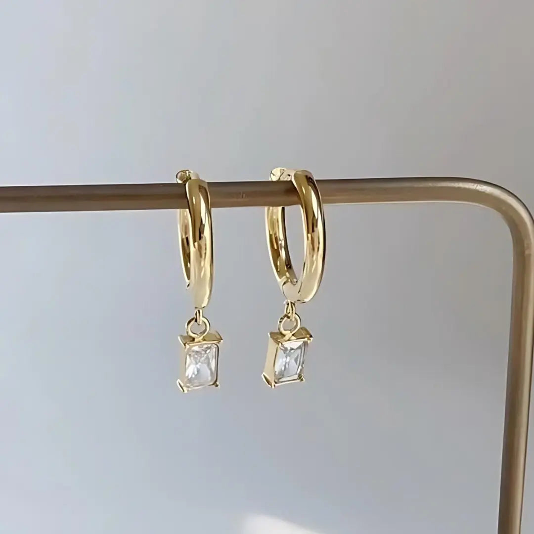 Basil - Chunky Crystal Charm Hoops - Pearlsey