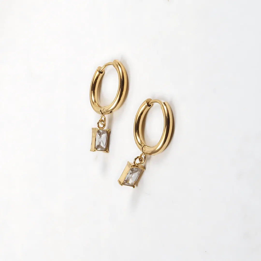 Basil - Chunky Crystal Charm Hoops - Pearlsey