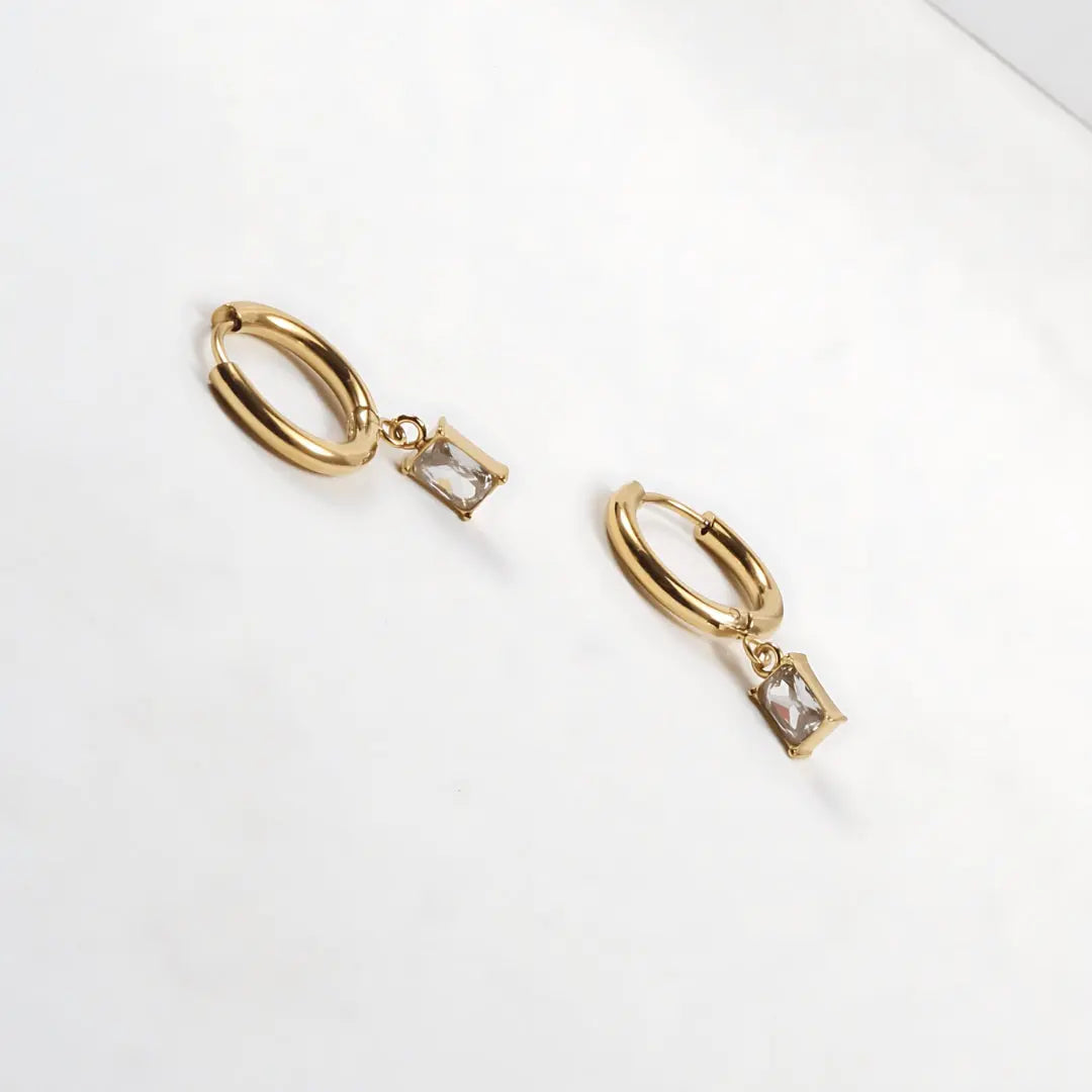 Basil - Chunky Crystal Charm Hoops - Pearlsey