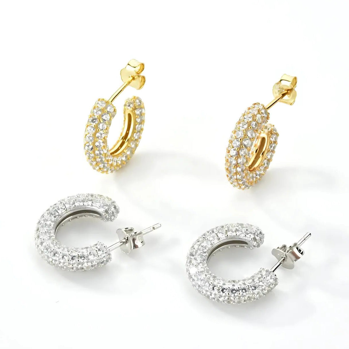 Chunky Pave Huggy Ohrring "Hauser" - Pearlsey
