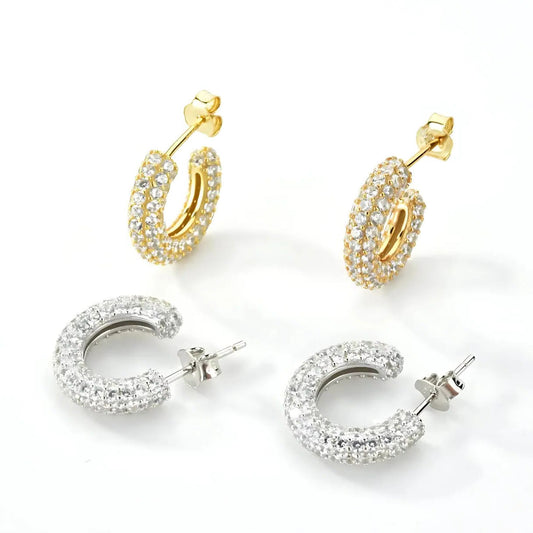 Chunky Pave Huggy Ohrring "Hauser" - Pearlsey