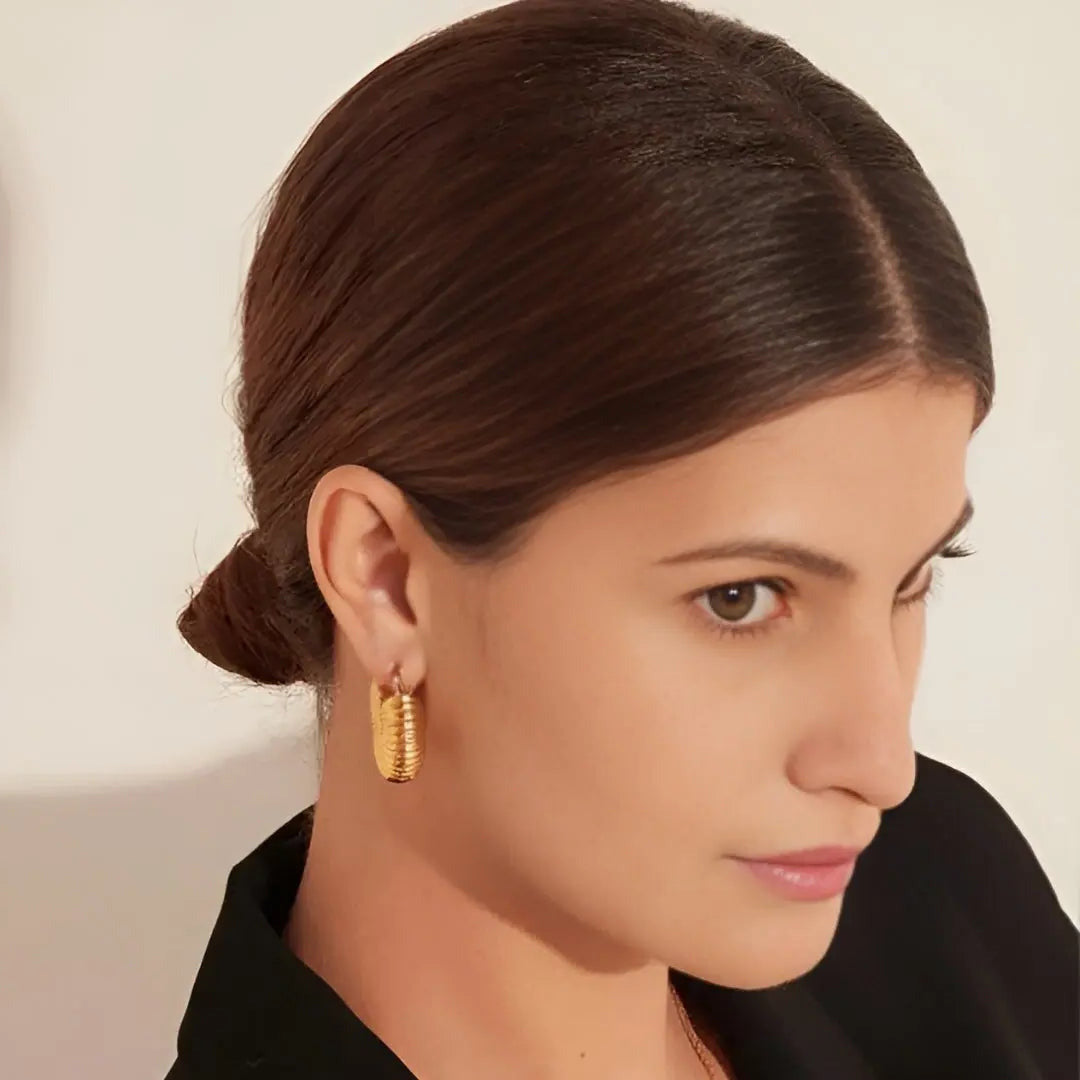 Chunky Scallop Hoops-18 Karat vergoldet - Pearlsey