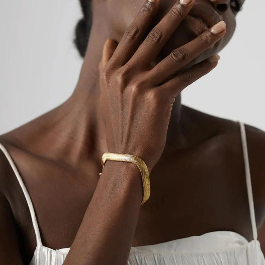 Damen Fischgräten-Armband 6mm- 18 Karat - Pearlsey