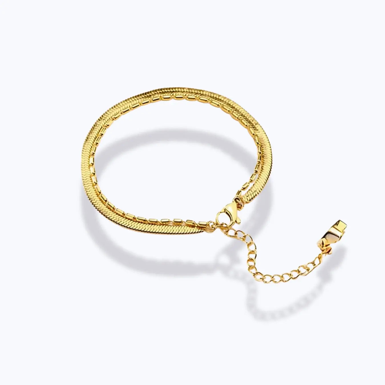 Flache Kette mit zwei Lagen Armreifen - Pearlsey