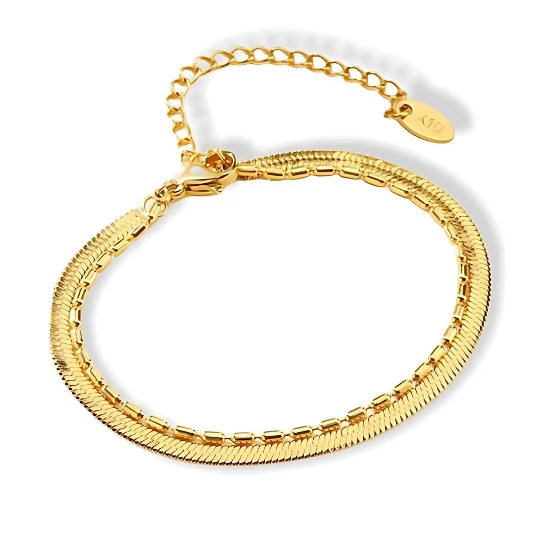 Flat Chain Two Layers Armreifen-18k - Pearlsey