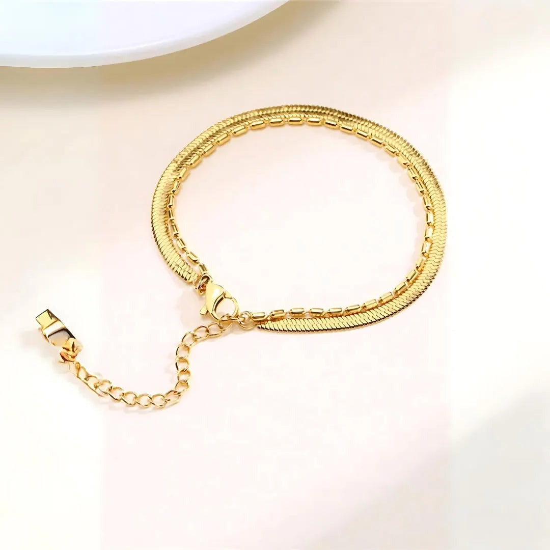 Flat Chain Two Layers Armreifen-18k - Pearlsey