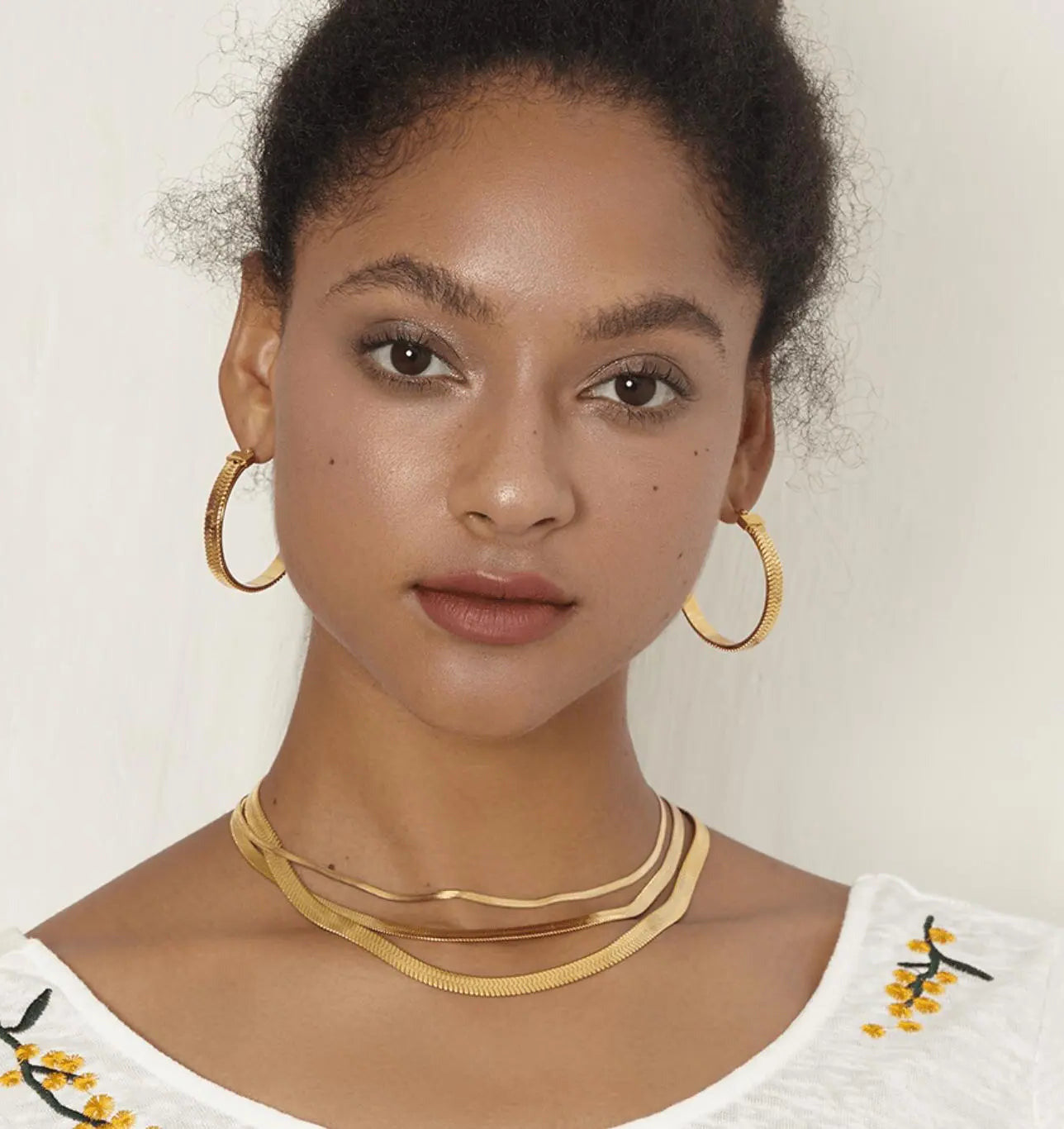 Golden Flat Chain Choker 5mm "Serpente"-18k - Pearlsey