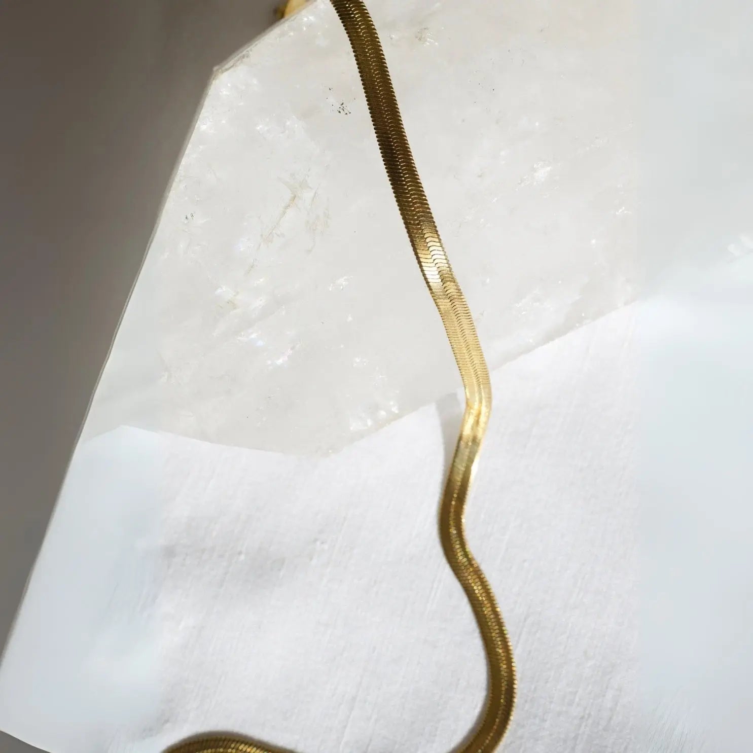 Golden Flat Chain Choker 5mm "Serpente"-18k - Pearlsey