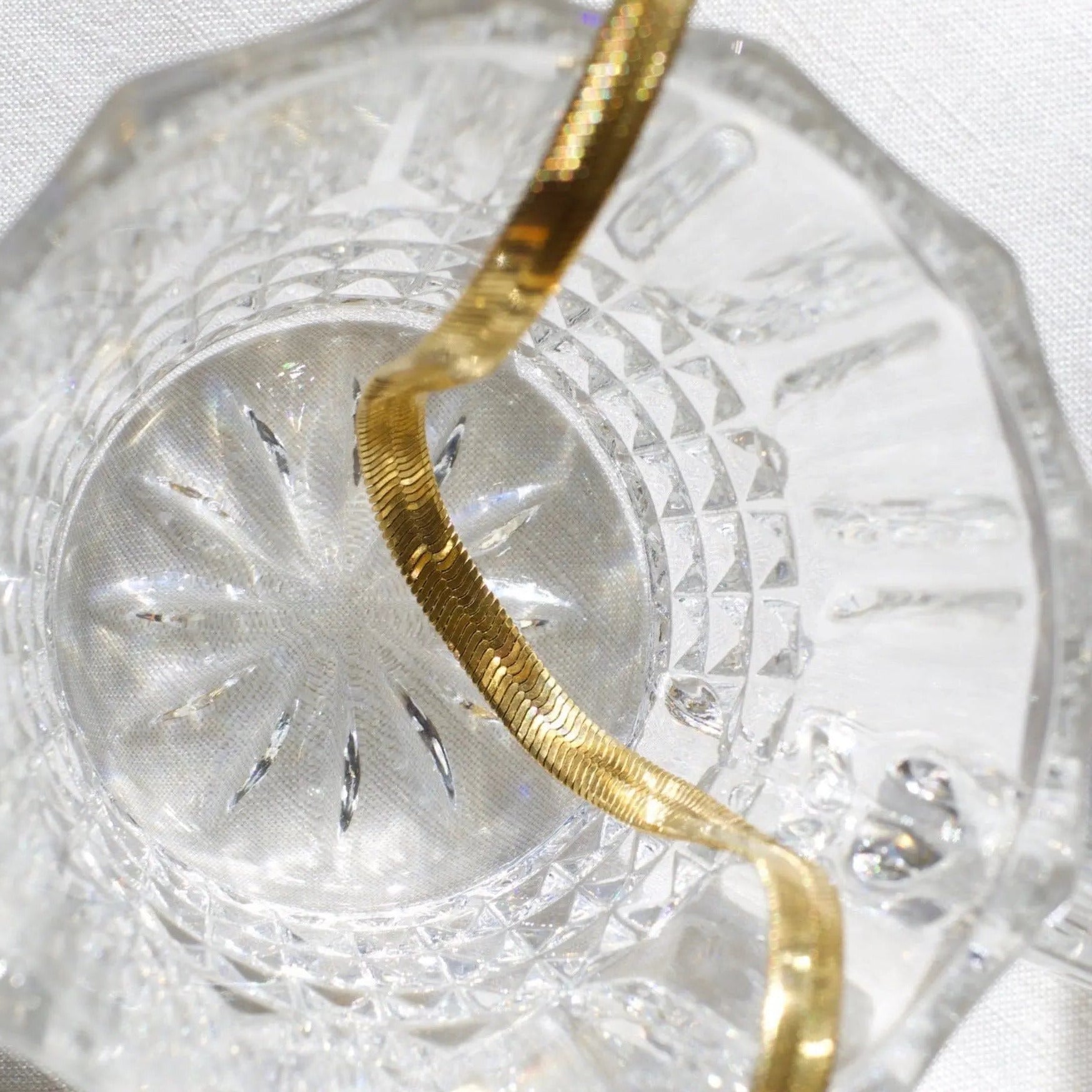 Golden Flat Chain Choker 5mm "Serpente"-18k - Pearlsey