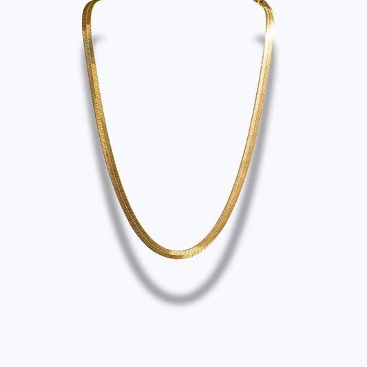 Golden Flat Chain Choker 5mm "Serpente" - Pearlsey