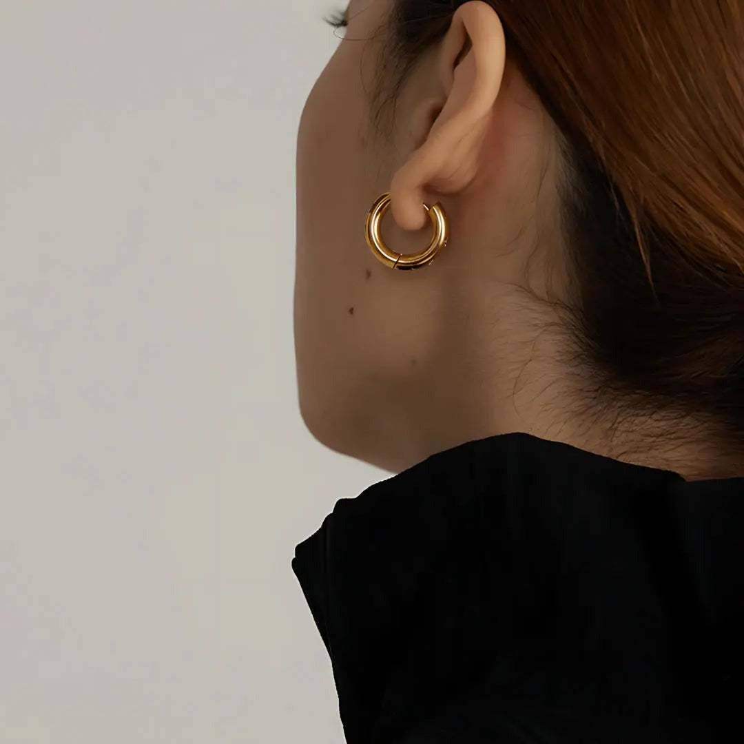 Golden Huggies "Faith Starburst" mit Zirokoniasteinbesatz - Pearlsey