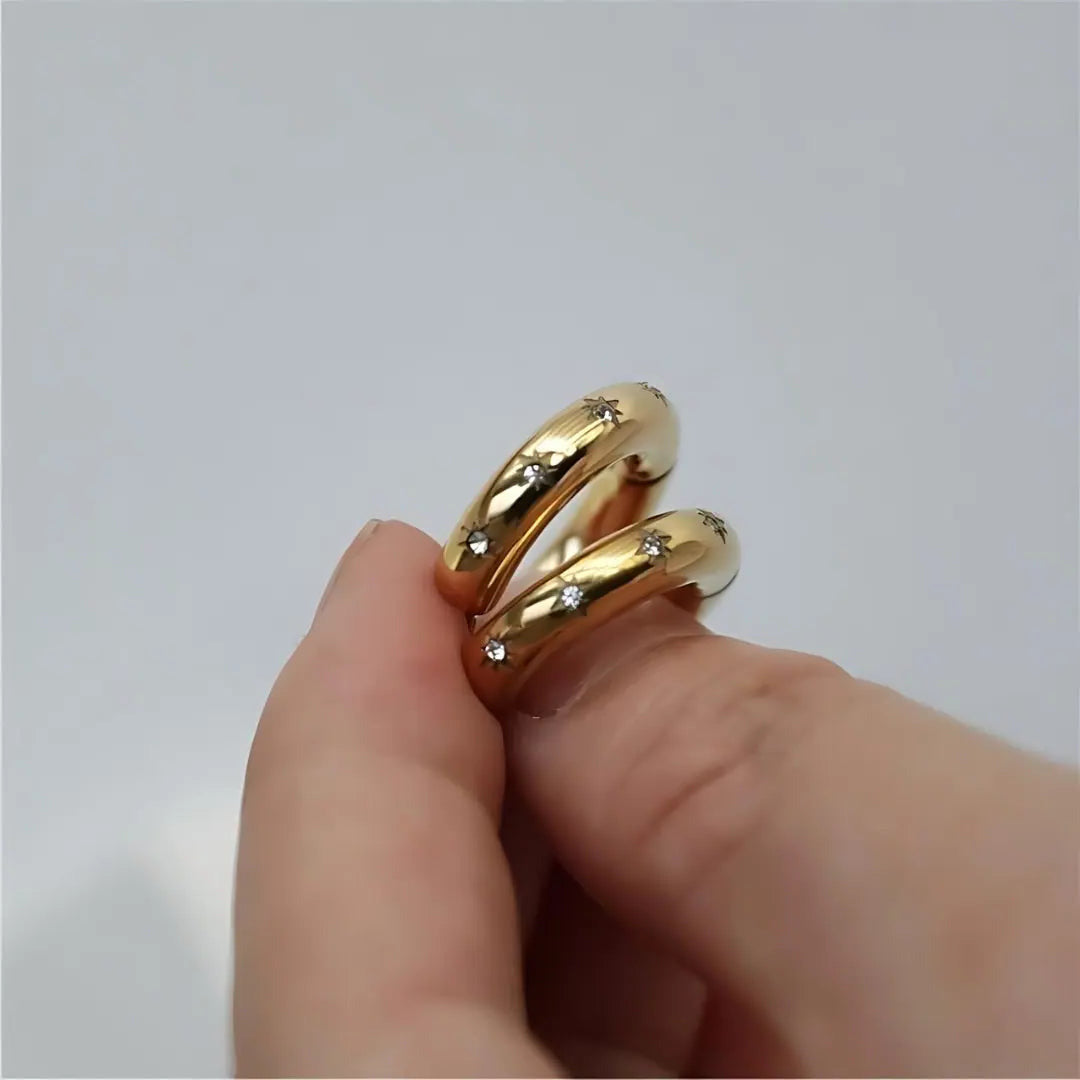 Golden Huggies "Faith Starburst" mit Zirokoniasteinbesatz - Pearlsey