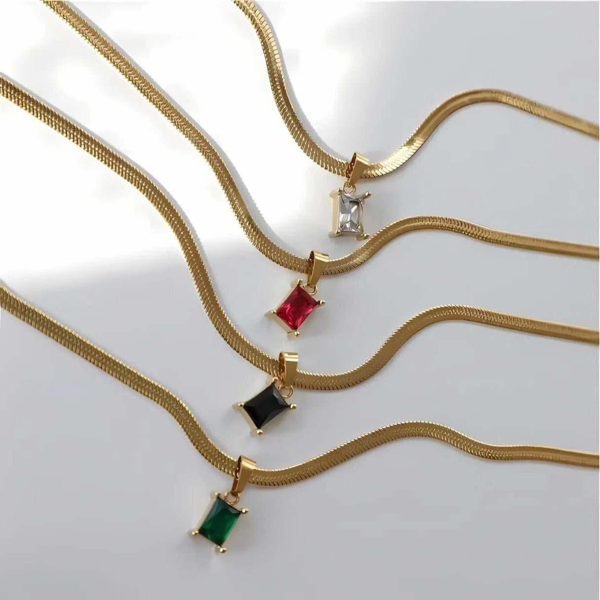 Halskette "Cassidy" - Snake Chain mit Kristall-18k - Pearlsey