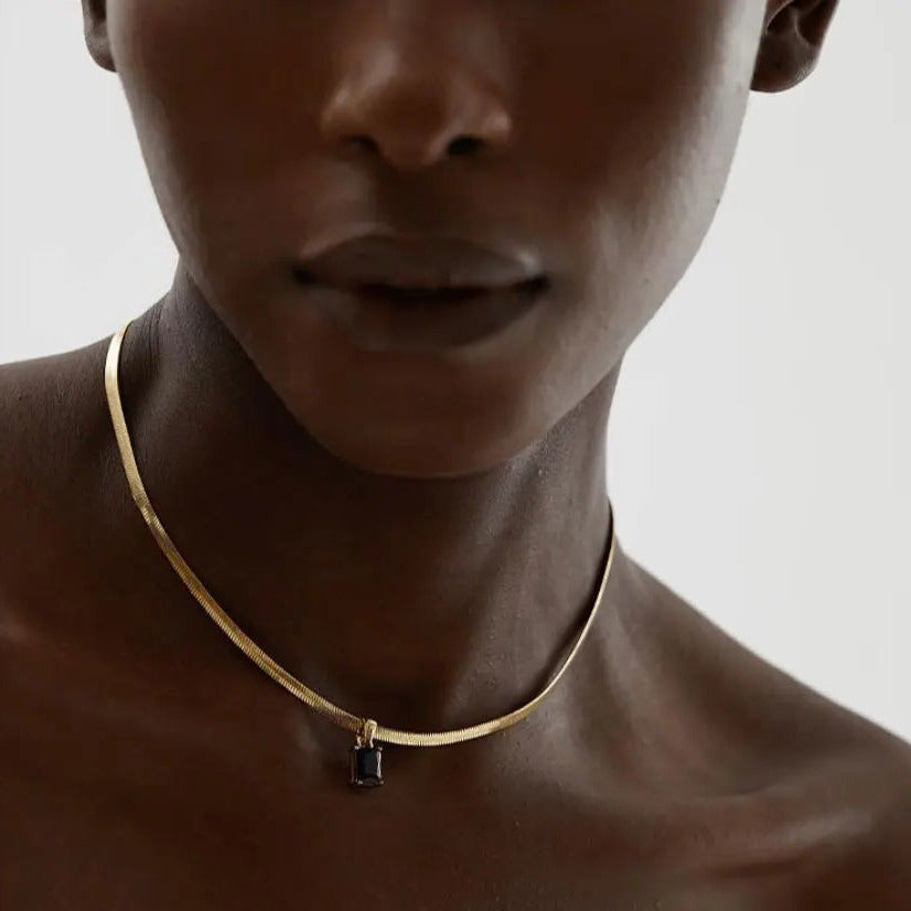 Halskette "Cassidy" - Snake Chain mit Kristall-18k - Pearlsey