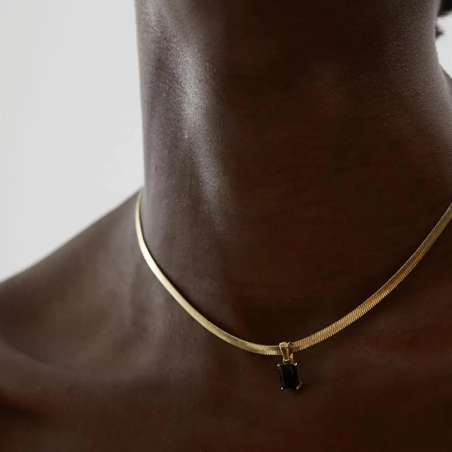 Halskette "Cassidy" - Snake Chain mit Kristall-18k - Pearlsey