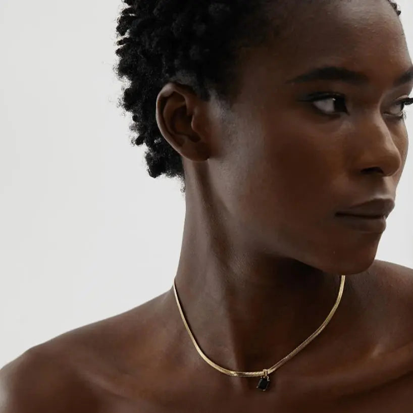 Halskette "Cassidy" - Snake Chain mit Kristall-18k - Pearlsey