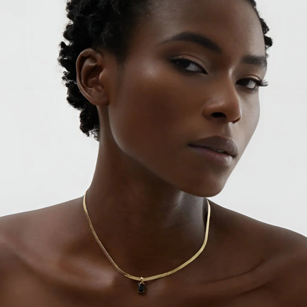 Halskette "Cassidy" - Snake Chain mit Kristall-18k - Pearlsey