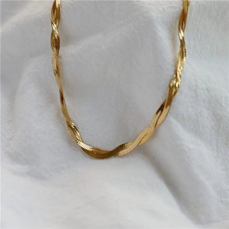 Halskette "Frances" - Twisted Snake Chain-18k - Pearlsey