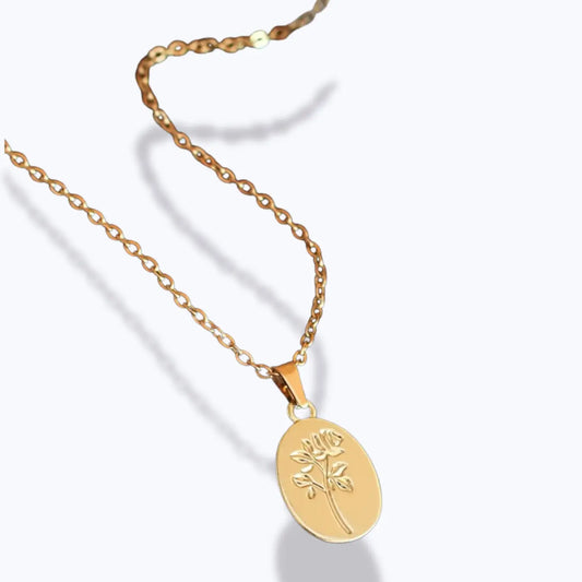 Halskette mit floralem Münzenanhänger “Bouquet de Roses” - Pearlsey