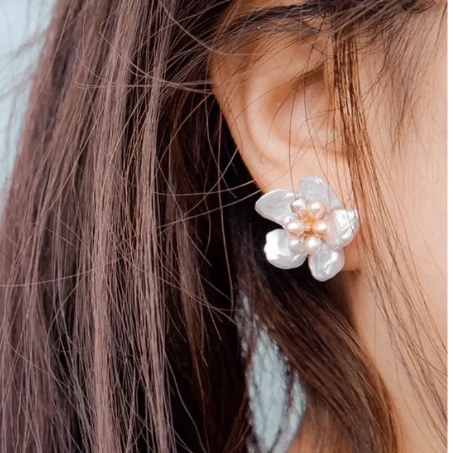 Keshi & Seed Pearl Flower Ohrringe - Pearlsey