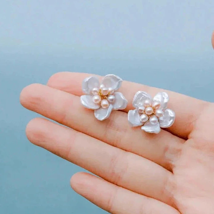 Keshi & Seed Pearl Flower Ohrringe - Pearlsey