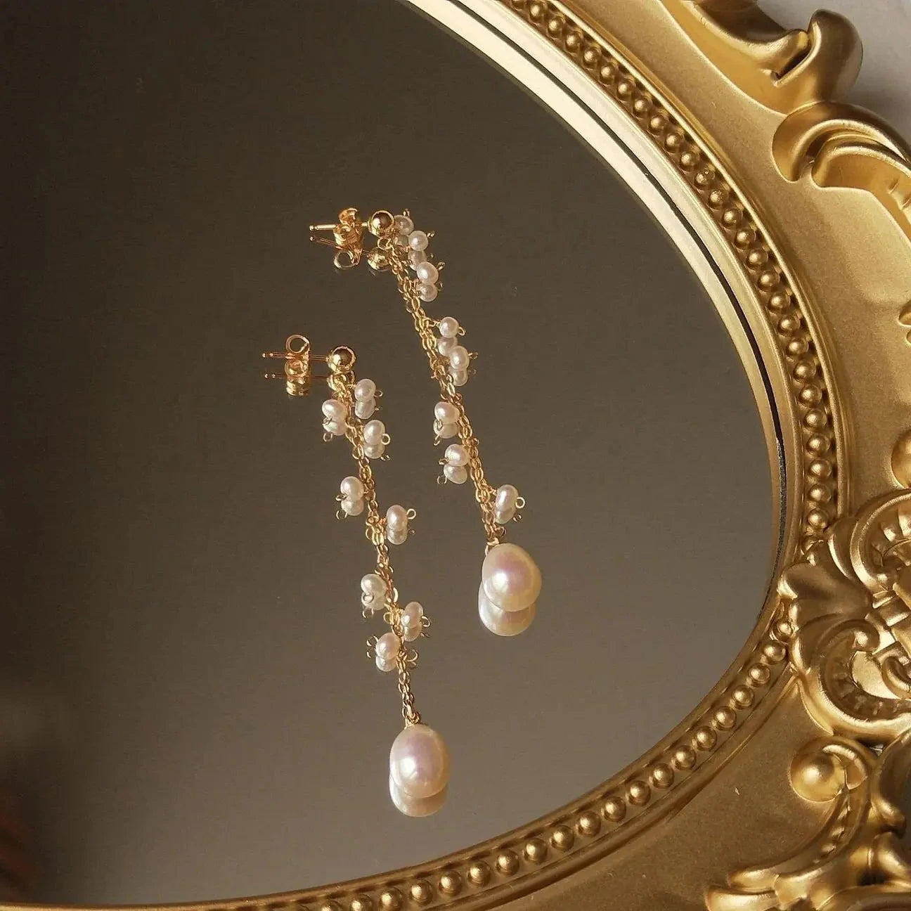 Lange Frischwasser-Perlen Cluster Ohrringe "Radiance" - Pearlsey