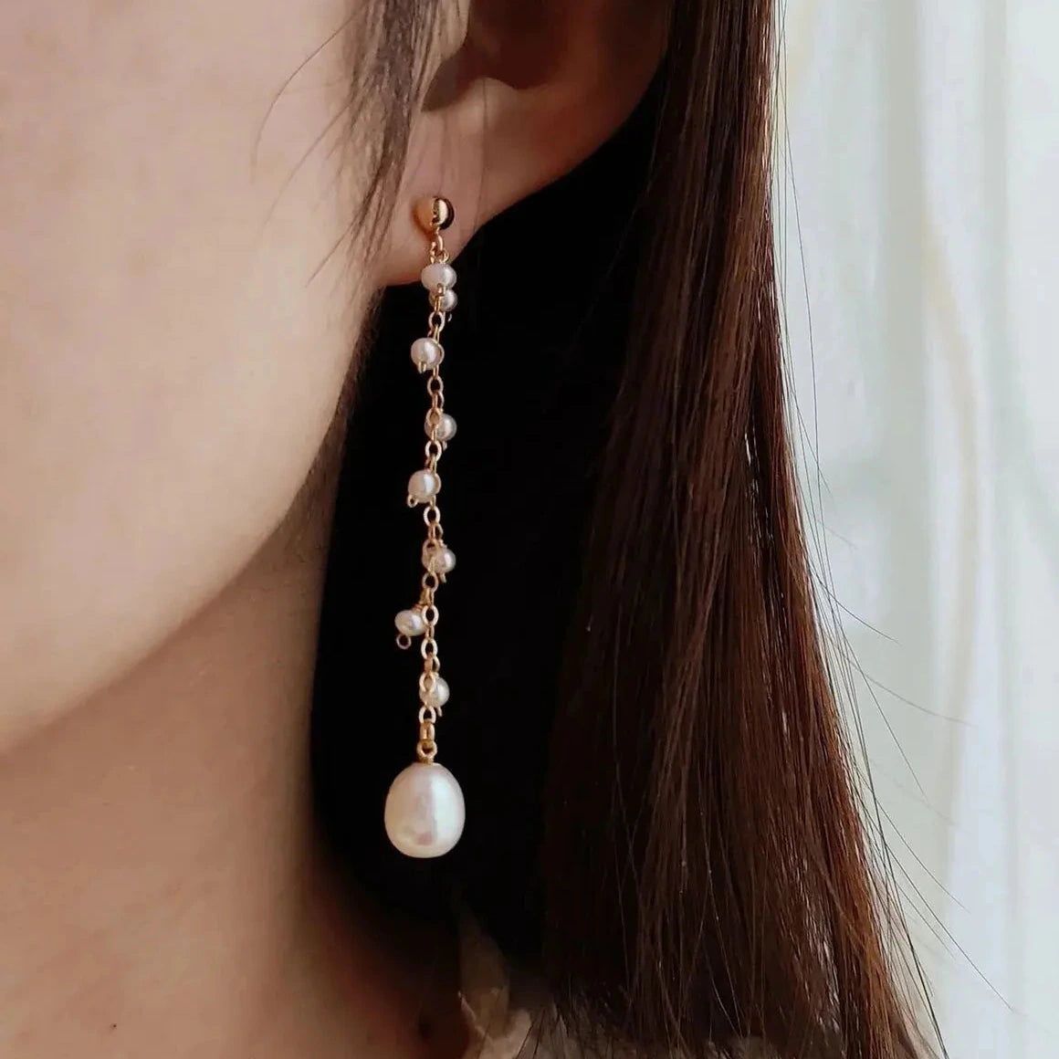 Lange Frischwasser-Perlen Cluster Ohrringe "Radiance" - Pearlsey