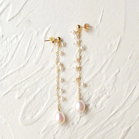 Lange Frischwasser-Perlen Cluster Ohrringe "Radiance" - Pearlsey