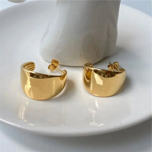 Mittelgroße Creolen mit poliertem Gold "Ariel" - 18k - Pearlsey