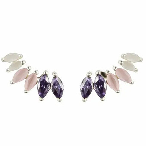 Silberne Stepping Steck-Ohrringe - Pearlsey