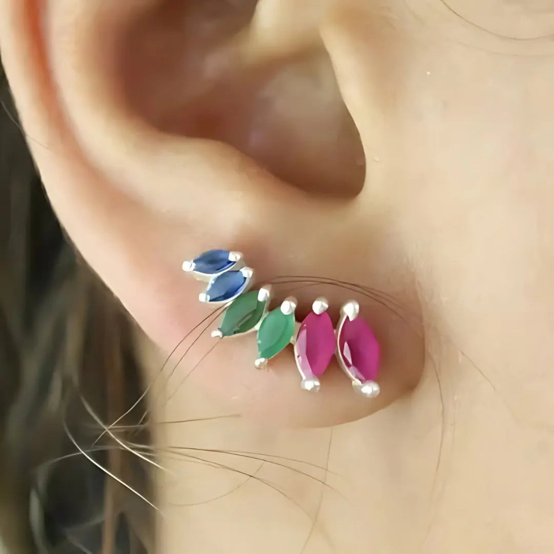 Silberne Stepping Steck-Ohrringe - Pearlsey