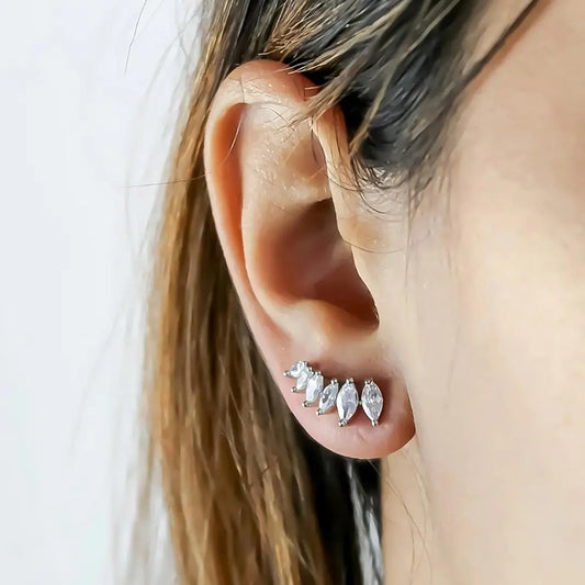 Silberne Stepping Steck-Ohrringe - Pearlsey