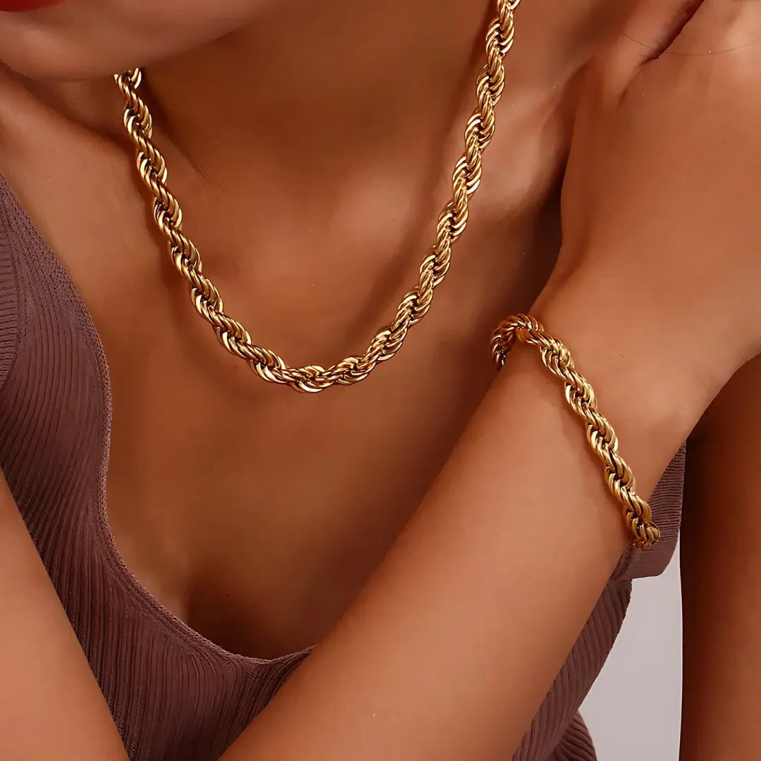 Twisted Rope Chain Armband "Esmeralda"-8mm - Pearlsey