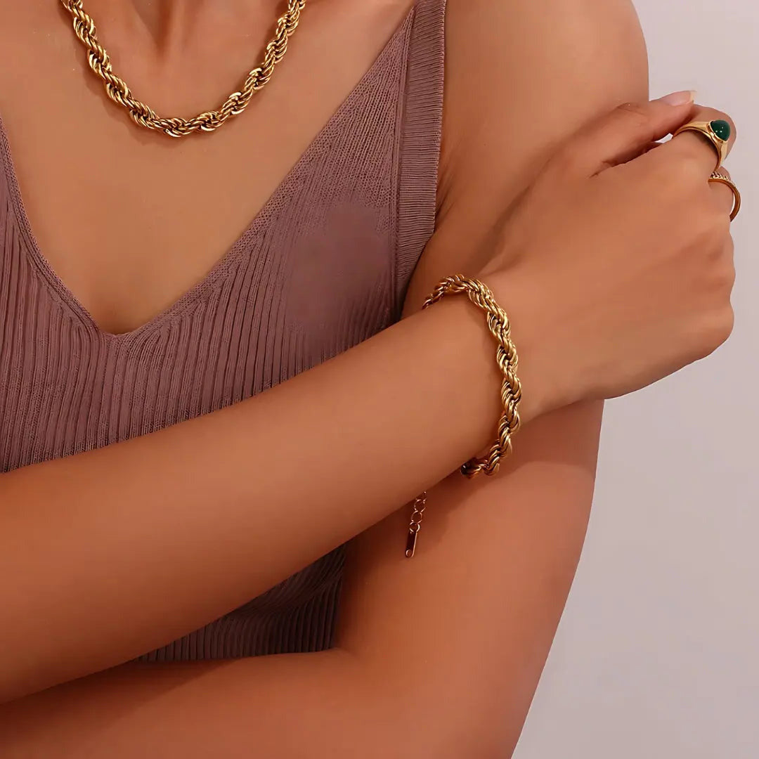 Twisted Rope Chain Armband "Esmeralda"-8mm - Pearlsey