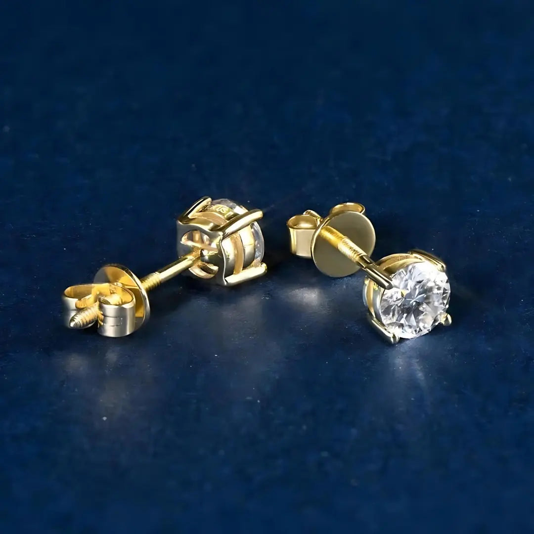 10 Karat Vollgold Stecker-Ohrringe mit 3mm-8mm Diamant - Pearlsey