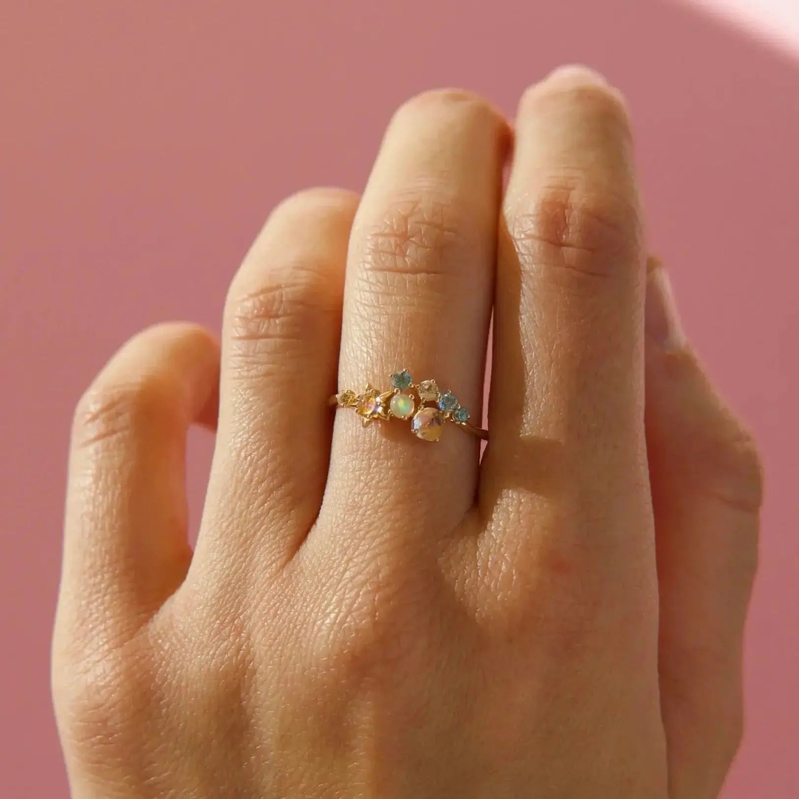 585 Gold "Aherz" - Cluster Opal Ring - Pearlsey