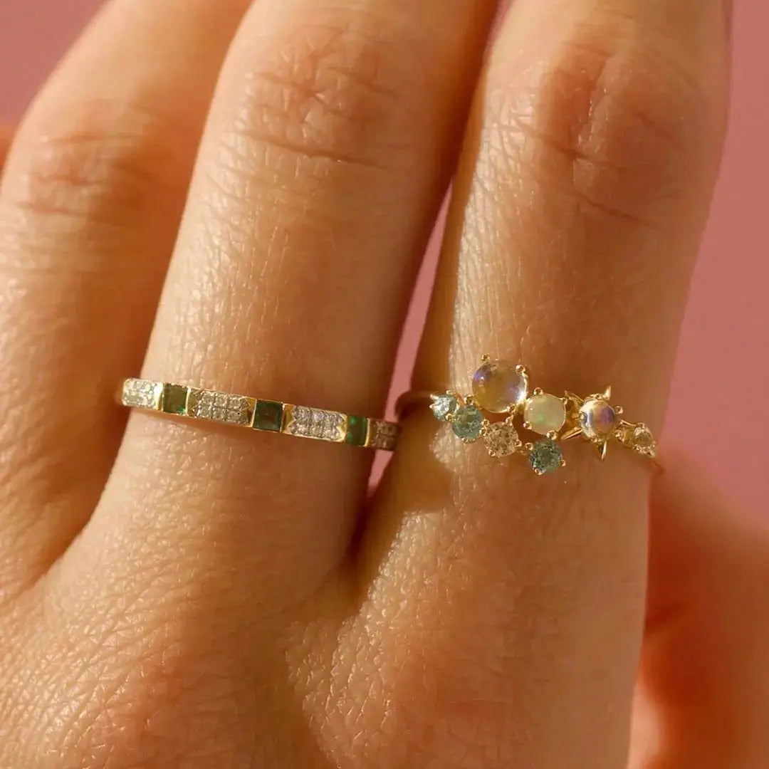 585 Gold "Aherz" - Cluster Opal Ring - Pearlsey