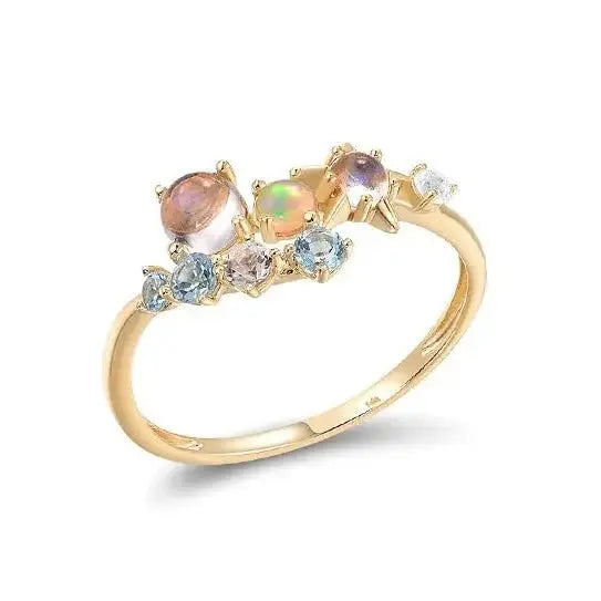 585 Gold "Aherz" - Cluster Opal Ring - Pearlsey